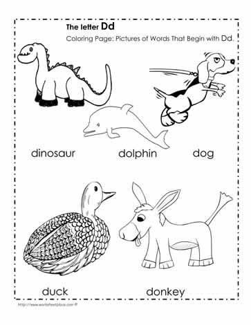 the letter d coloring pictures worksheets